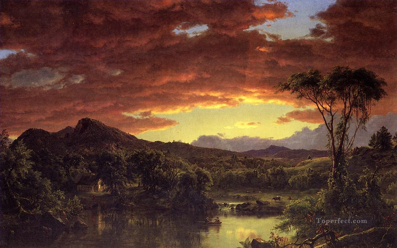 A Country Home scenery Hudson River Frederic Edwin Church Oil Paintings